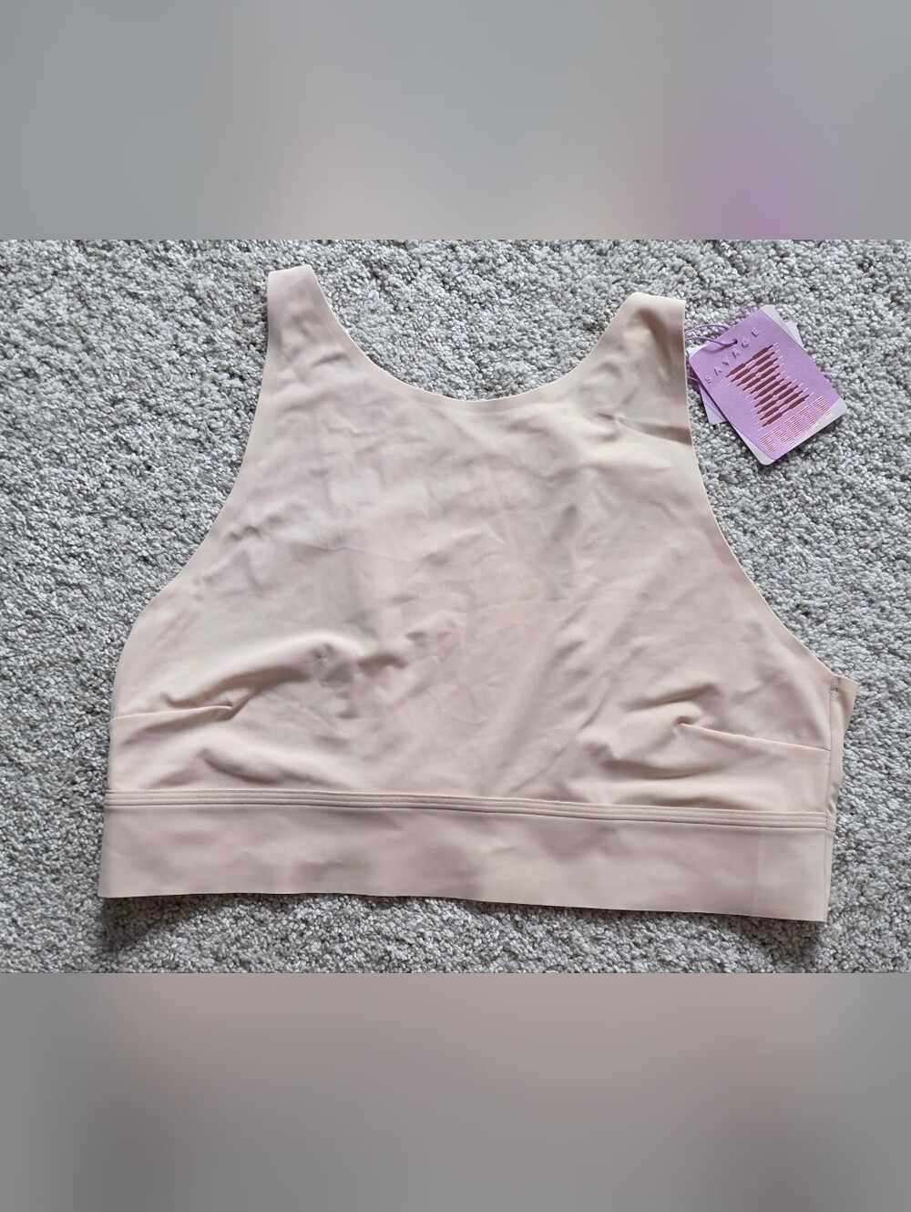 NWT Savage X Fenty High Neck Bralette Size XL Nude / Beige Microfiber Wireless